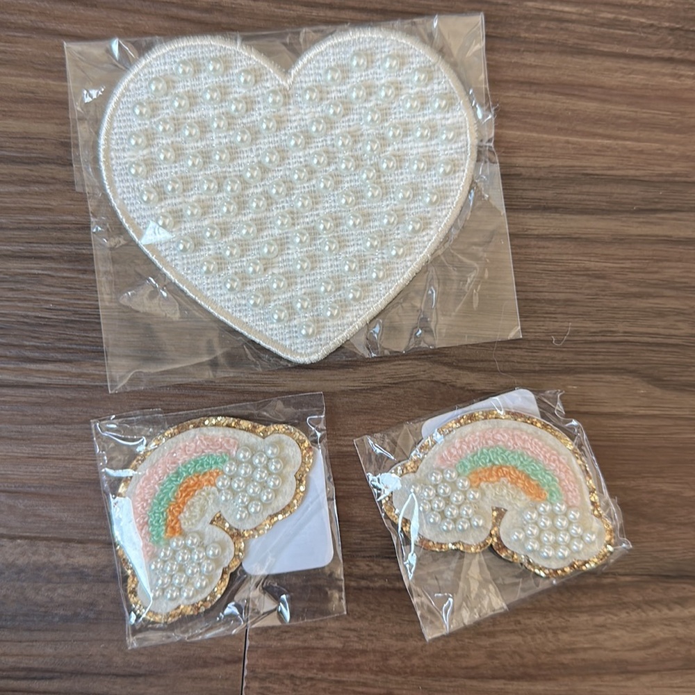 BRAND NEW Stoney Clover Lane Pearl Patch Bundle with Jumbo Heart + 2 Rainbows